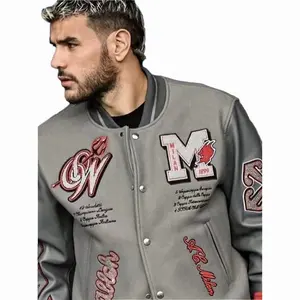 High quality high street vintage American heavy industry embroidered baseball jersey star style jacket unisex varsity jacket