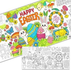 Nappe géante à colorier pour Pâques 35" X 75" - Activités créatives <span class=keywords><strong>de</strong></span> Pâques pour enfants, bannière et affiche géantes en papier - Product Image 1