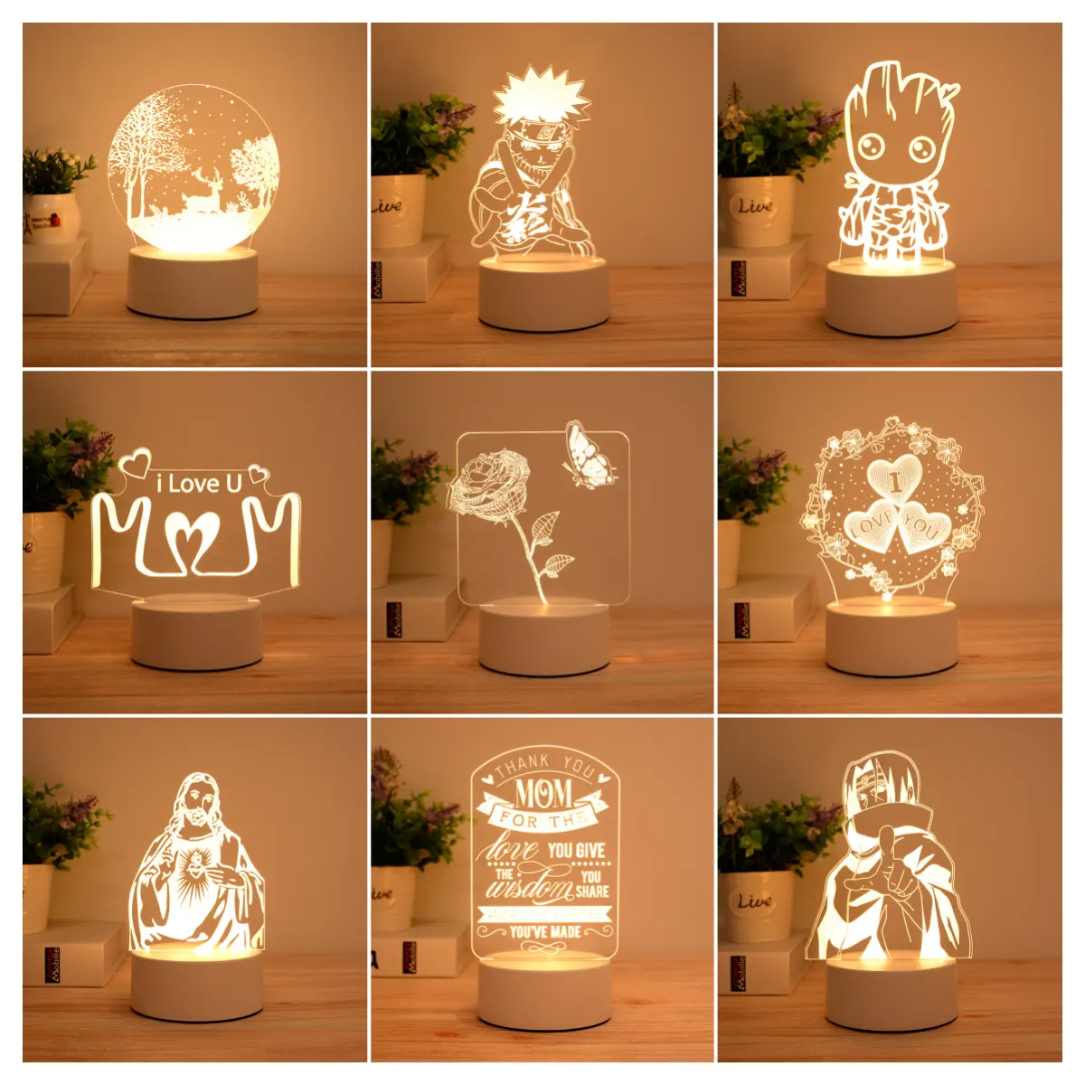 3D Illusion Lamp Led Custom Room Decorative Children USB Acrylic 3D LED Night Light Table Lamp 3D lights for kids gift