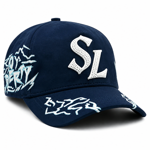 Gorras de Béisbol Personalizadas al por Mayor, 100% Algodón, 5 Paneles, Bordado con Pedrería, Gorras Originales Barbas - Product Image 2