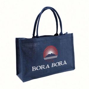 Sac de shopping réutilisable en jute naturel avec logo personnalisé imprimé - Product Image 3