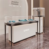 Vitrine à bijoux sur mesure en acier inoxydable haut de gamme, luxe or, diamant, jade, montre, comptoir en verre, multifonctionnelle, rectangulaire