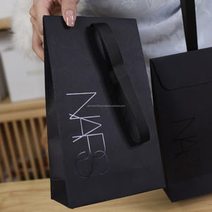 High End Custom Black Matte White Paper Reusable Gift Bag Foil Debossed Logo Ribbon Handle Promotion <b>Jewelry</b> <b>Packaging</b> China - Product Image 2