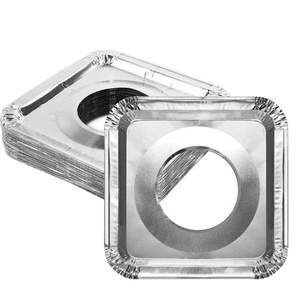 Feuilles de protection carrées en aluminium pour cuisinière à gaz 215x215 mm, lot de 100 pour la vente au détail - Product Image 3