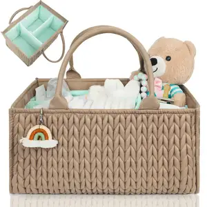 Unique Baby Shower Gift Stylish Nursery Storage Basket Portable Baby Diaper Caddy Organizer