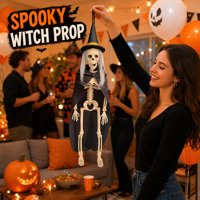 SIPKLR Décoration de squelette de sorcière d'Halloween de 40 cm pour décoration de fête dans une maison hantée, décoration suspendue d'Halloween