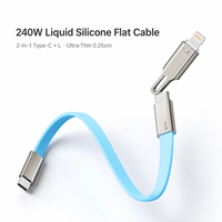 Cable de Carga Rápida y Datos USB-C a Tipo-C 8PIN 2 en 1 de 240W, PD3.1, E-Marker, Cable Plano de Silicona Líquida, 1.2M 1.5M OEM