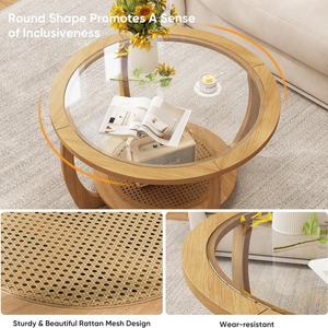Mesa de centro para el hogar, mesa de té, bandeja para té, para apartamento pequeño, estilo moderno de lujo ligero, de pie, para balcón, de vidrio redondo, pequeña - Product Image 4