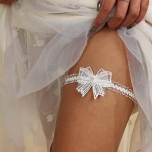 Anillos de Pierna de Organza Estilo Europeo Americano, Encaje con Pedrería, Elásticos Ajustables, <span class=keywords><strong>Liguero</strong></span>, Accesorios de Boda para <span class=keywords><strong>Novia</strong></span> - Product Image 3