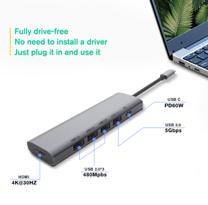 Concentrador Usb 6 en 1 <span class=keywords><strong>Tipo</strong></span> <span class=keywords><strong>C</strong></span> a <span class=keywords><strong>Hdmi</strong></span>, Usb <span class=keywords><strong>Tipo</strong></span> <span class=keywords><strong>C</strong></span> a <span class=keywords><strong>Hdmi</strong></span>, Usb2.0, para ordenador portátil - Product Image 2