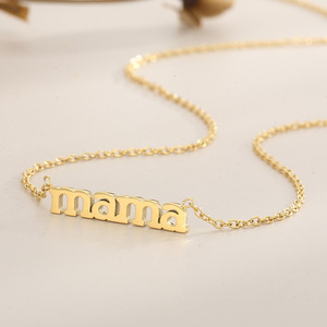 Collana con Ciondolo 'Mama' in Acciaio Inossidabile Placcato Oro 18K, Antiossidante e Impermeabile, Regalo per <span class=keywords><strong>la</strong></span> Festa della <span class=keywords><strong>Mamma</strong></span> - Product Image 1