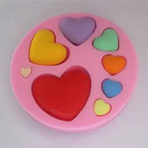 Loving Heart Shape Silicone Fondant Mold Diy Kleurrijke Zoete Hart Chocolade Snoep Plakken Cake Decorating Tool Mold