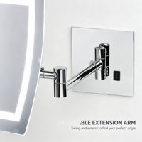 Manufacturer OEM ODM Square Wall Mounted Mirror LED Lighted Foldable Design Bathroom Mirror Single Sided
