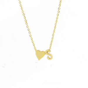 Collar Personalizado Cristiano de Acero Inoxidable Chapado en Oro con Colgante de Corazón, Letra Inglesa, Cuentas Pequeñas con Orificio, A-Z, para Parejas - Product Image 2