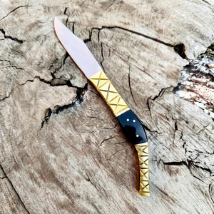 Couteau de poche pliant artisanal en acier inoxydable, manche en Micarta, étui en cuir, lame à pointe tombante, garantie 3 ans, personnalisable - Product Image 1