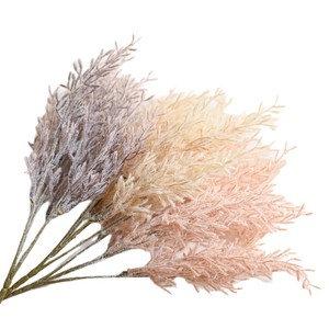 Bouquet Artificiel 5 Têtes en Plastique Pin Brumeux Blanc Gris Champagne pour Mariage et Décoration Intérieure - Product Image 5