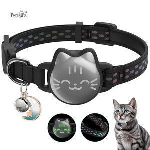Purespet Breakaway Cat Airtag <span class=keywords><strong>Collar</strong></span> con patrón de pez luminoso y reflectante impermeable Airtag Cat <span class=keywords><strong>Collar</strong></span> <span class=keywords><strong>collar</strong></span> de perro - Product Image 1