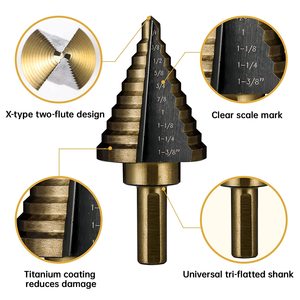 Pexmientas 5 cái HSS4241Ti-coated tam giác chuôi đơn sáo Kim loại gỗ chùa mũi khoan bước mũi khoan - Product Image 3