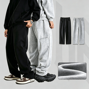 <span class=keywords><strong>Pantaloni</strong></span> <span class=keywords><strong>da</strong></span> <span class=keywords><strong>Uomo</strong></span> in Pile per Autunno/Inverno / <span class=keywords><strong>Pantaloni</strong></span> Casual a Gamba Dritta Larghi e Caldi in Cotone con Coulisse Personalizzabili OEM - Product Image 1