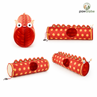Jouet tunnel pour chat Dragon 91x25x25cm en polyester imprimé 190D avec ouverture latérale, en polaire d'agneau et feutre pour chats d'intérieur