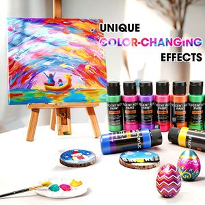 <span class=keywords><strong>Peinture</strong></span> <span class=keywords><strong>acrylique</strong></span> nacrée arc-en-ciel, 18 couleurs dégradées vibrantes, tubes de 60 ml, idéale pour la décoration des œufs de Pâques et l'art du graffiti - Product Image 4