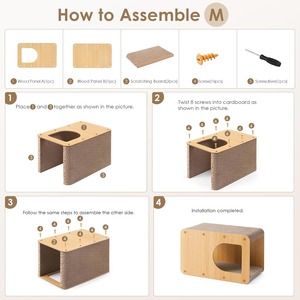 Facile à assembler <span class=keywords><strong>carton</strong></span> <span class=keywords><strong>chat</strong></span> maison cadre en bois Double couche ondulé Durable pour <span class=keywords><strong>chat</strong></span> dormir jouer <span class=keywords><strong>abri</strong></span> robuste pour animaux de compagnie - Product Image 6