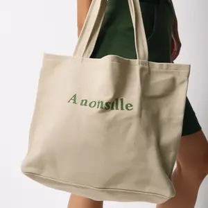 Recycled Oversize Cotton Bags White Organic Cotton Bags Recyclable With Logo Customization Acceptable Canvas Shopping Bag