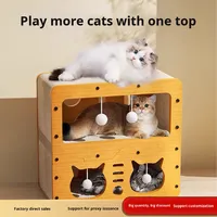 Maison pour chat intégrée durable sans perte de cheveux Cadre d'escalade vertical quatre saisons Jouet pour chat en bois massif résistant aux rayures