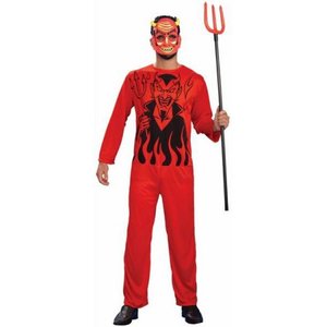 Adult Men <strong>Devil</strong> Costume Demon Suit <strong>Red</strong> Fancy <strong>Dress</strong> for Halloween Party Stage Performance Wear - Product Image 2