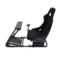 Simulateur de course JBR1012H noir avec cockpit de jeu, support de volant et siège de jeu pour PS4, PS5, PC