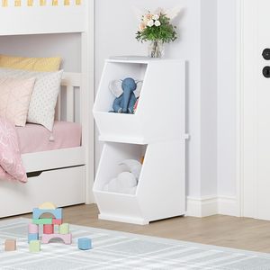 Organisateur de rangement pour jouets pour enfants, armoire de rangement empilable pour jouets, organisateur de jouets en bois, étagère à jouets blanche pour chambre à coucher, salon - Product Image 4