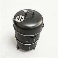 Barbecue vertical à eau à 2 niveaux, hauteur 79,5 cm, avec deux grilles chromées de 37,5 cm pour patio, jardin et grillades familiales