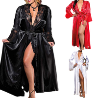2022 New Sexy Ice Silk Lace Dessous Damen Nachthemd Pyjama Nachthemd Maxi Nighty Honeymoon Night Wear Kleider Damen Robe