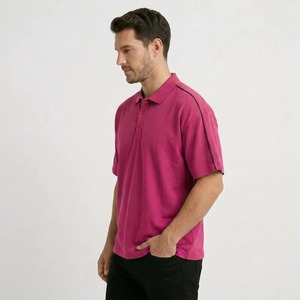 Polo de Manga Corta Rosa para Hombre, Corte Regular, Color Sólido, Estilo Oxford Informal, Diseño con Botones, Transpirable - Product Image 5
