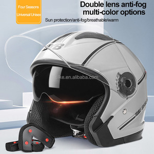 Slke Xe đạp điện xe máy cưỡi xe máy Mũ bảo hiểm bốn mùa ống kính đôi 3/4 mở mặt Mũ bảo hiểm - Product Image 5