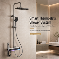 Ensemble de douche thermostatique blanc pour salle de bain, avec pommeau de douche mural en cuivre pressurisé style crème à effet pluie