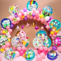 Ballon rond en aluminium de 18 pouces, Joyeux Anniversaire, nouveau modèle imprimé, ballon à hélium flottant, ballon lettre, décorations et fournitures pour fêtes