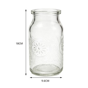 Vase en verre Mason embossé rouge et vert à large ouverture pour la décoration de la maison, des tables de mariage, vase à <span class=keywords><strong>fleurs</strong></span> moderne en verre - Product Image 4
