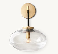 Support de lampe moderne américain E26 Applique murale en cristal plaqué nickel et fer noir avec source de lumière LED pour le salon ou la chambre à coucher