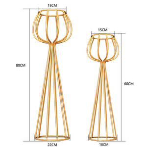 Reloj de arena marco abierto Reversible Pedestal Prop soporte de planta Alambre de Metal dorado en forma de <span class=keywords><strong>trompeta</strong></span> flor centro de mesa soporte para boda - Product Image 4