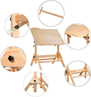 Table à dessin en bois massif MEEDEN, hauteur réglable et plateau inclinable pour les œuvres d'art, bureau de dessin pour artistes