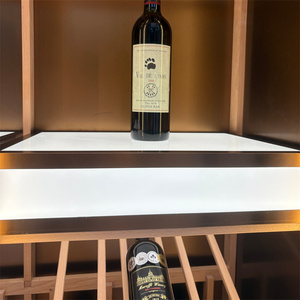 Meuble Bar Mural Moderne Américain en Acier Inoxydable pour Vin Rouge et Whisky, avec Refroidisseur Intégré, Idéal pour Salon - Product Image 2