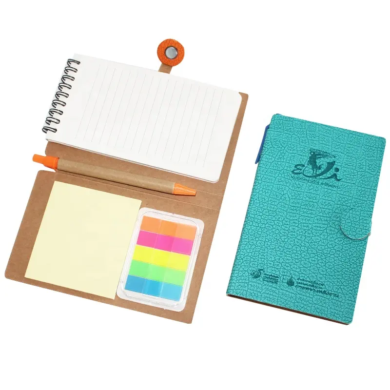 YiYuan Custom kraft soft cover Notebook Spiral wire a4 memo pad cute with sticky notes and pen