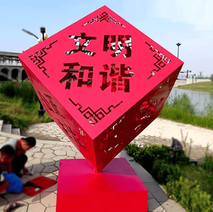 Scultura Personalizzata in Acciaio Inossidabile, Specchio Paesaggistico, Decorazione Cava, Grande <span class=keywords><strong>Cubo</strong></span> <span class=keywords><strong>di</strong></span> <span class=keywords><strong>Rubik</strong></span> Intagliato, Decorazione Quadrata per Esterni - Product Image 4