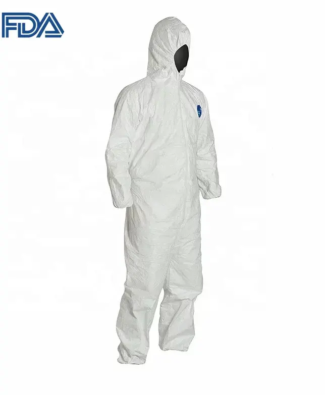 Beyaz ucuz tek kullanımlık koruyucu nefes tulum giyim erkekler için PPE iş elbisesi kişisel güvenlik tulumları SF tulumlar