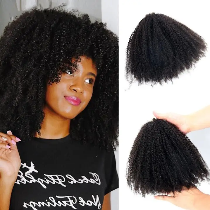 Dubbel Getrokken Braziliaanse Afro Kinky Krullend Mensenhaar 3c Bundels Leveranciers, Groothandel Afro Kinky Curly 4a 4b 4c Menselijk Haar Bundels