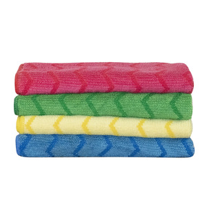 Chiffon de nettoyage tissé cationique rectangulaire jaune bleu rouge vert rayé absorbant l'eau pour la cuisine et la table - Product Image 5