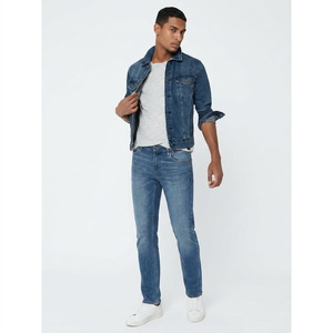 Finer Threads Men New Fashion 100% Cotton <b>Denim</b> <b>Jacket</b> in Dark Blue Vintage Style for Autumn Windproof Hooded <b>Custom</b> Logo Design - Product Image 1