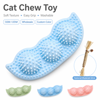 Jouet à mâcher pour chat en forme de coque de pois, en TPR, avec picots en relief, facile à saisir, résistant aux morsures, OEM ODM, marque privée, vente en gros, commandes en gros, jouets interactifs pour animaux de compagnie