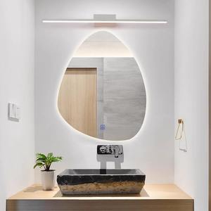 Kingstin Asymmetrische LED badkamerspiegel Kiezelsteen onregelmatige wandmontage verlichte make-up spiegel 3 kleuren dimbaar - Product Image 2